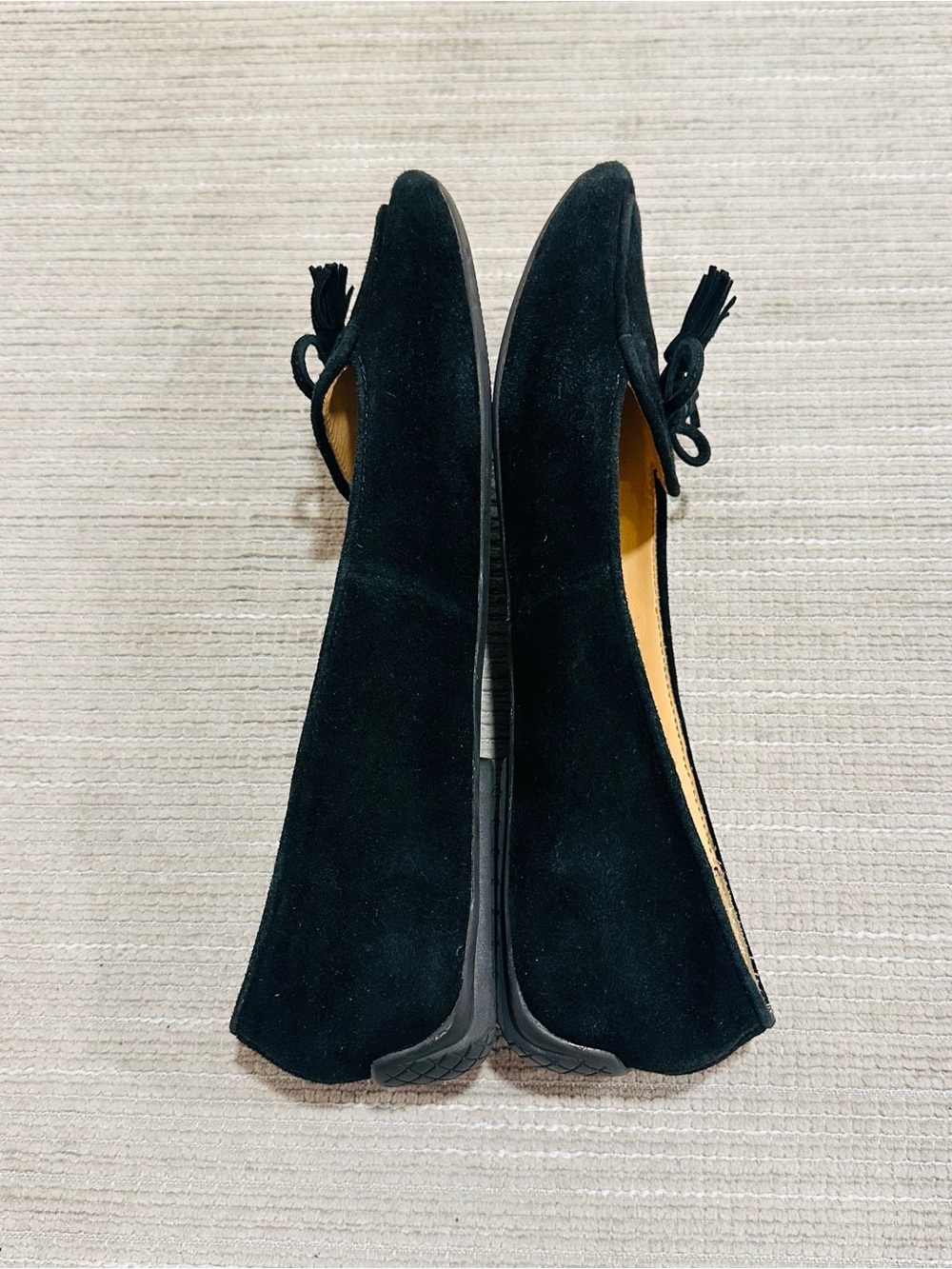 Talbots Francesca Tassel Driving Flats Womens 8 Black Suede Tasseled Pointed Toe - Picture 6 of 10